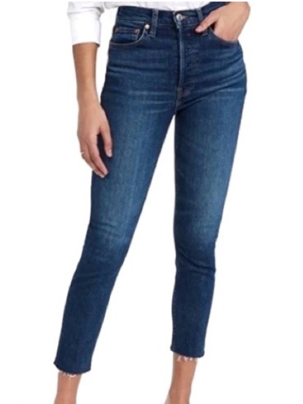 Re/Done High Rise Ankle Crop Stretch Skinny Jeans